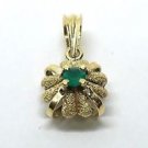 18k Yellow Gold Green emerald Flower Pendant