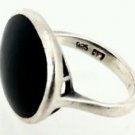 Vintage Designer Signed SS 925 Sterling Silver Ring Size 8 with Black Enamel