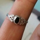 Vintage classy Sterling Silver Ring black enamel and silver detailing Size 10