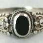 Vintage classy Sterling Silver Ring black enamel and silver detailing Size 10