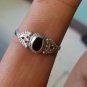 Vintage classy Sterling Silver Ring black enamel and silver detailing Size 10