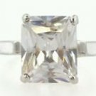 Vintage 925 Sterling Silver Ring Size 8 HUGE Cubic Zircona CZ Stone