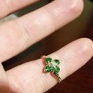 $500 10k yellow gold diamond ring for women with emerald flower petals size 6