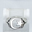 925 Sterling Silver Moon and Star Ring Size 8