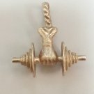 14k Yellow Gold Dumbbell Weightlifting Champion Pendant 22 mm Tall