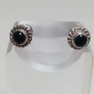 Vintage 925 Sterling Silver Stud Earrings Black Onyx Gemstone