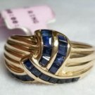$1210 14k yellow gold .6 carat sapphire cocktail ring for women size 6.75