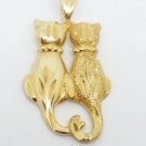 14k Yellow Gold Loving Couple Cat Pendant Branded JMD