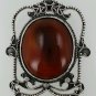 Vintage Handmade Middle Eastern Sterling Silver Pendant with Red stone