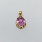 14k Yellow Gold Pendant with Giant Pink Quartz Colorstone by MA