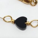 14k Yellow Gold Fine Filigree 20 Inch Onyx Heart Chain