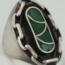 26+ Gram Vintage Sterling Silver Ring 925 green stone cocktail ring Size 9