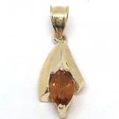14k Yellow Gold Fine Teardrop Citrine Pendant