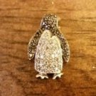 $999 RARE Vintage 10k white gold penguin pendant black white diamonds .88 Ct