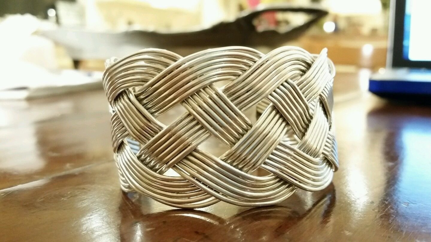 Taxco Sterling Silver Braided Bangle Made In Mexico 80+ grams