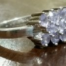 Vintage 925 Sterling Silver Designer Signed Tanzanite Cocktail Gem Ring Size 7