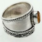 925 sterling silver band ring orange stone size 7