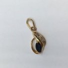 14k Yellow Gold Round Diamond Marquise Sapphire Pendant