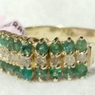 $924 10k yellow gold 2.16 carat emerald diamond cocktail ring for women size 6