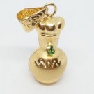 18k Yellow Gold Green Gemstone Antique Lamp Pendant