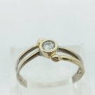 Unique 14K Two Tone White Gold Solitaire Diamond Ring Size 7.75