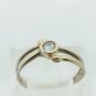 Unique 14K Two Tone White Gold Solitaire Diamond Ring Size 7.75