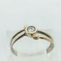 Unique 14K Two Tone White Gold Solitaire Diamond Ring Size 7.75