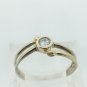 Unique 14K Two Tone White Gold Solitaire Diamond Ring Size 7.75