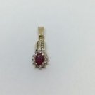 14k Yellow Gold Diamond and Ruby July Birthstone Pendant