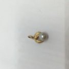 14k Yellow Gold Budding Plant Pearl Leaf Floral Pendant
