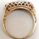 Antique Filigree 14k Yellow Gold Triple Diamond Cocktail Ring Size 5.75 0.25 TCW