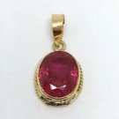 14k Yellow Gold Red Oval Gemstone Pendant