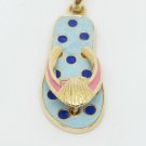 14k Yellow Gold Flip Flop Charm Blue and Black Enamel