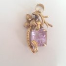 Antique Style 18k Yellow Gold Amethyst Flower Pendant