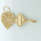 14k Yellow Gold Heart Key Pendant 30 mm Love Theme