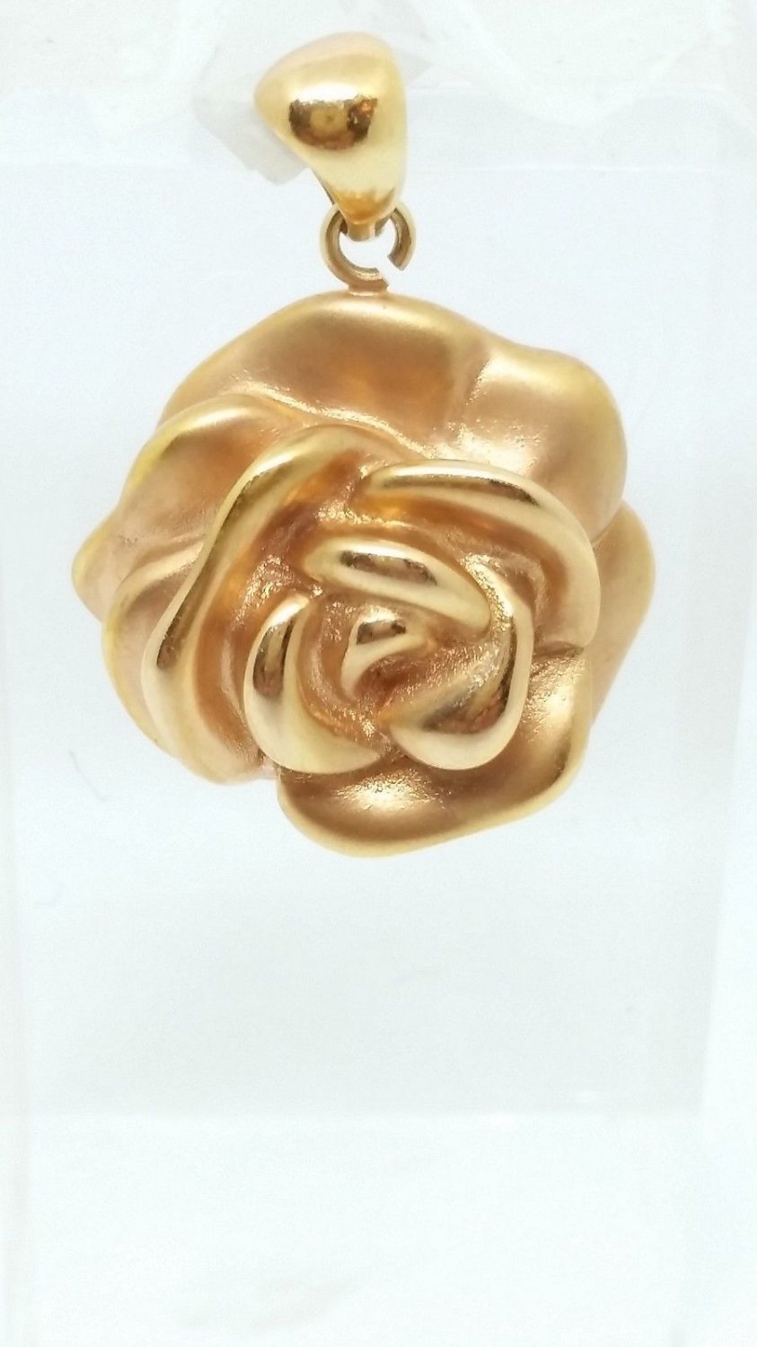 14k Solid Gold Puffed Rose Flower Charm