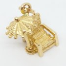 Fine 14k Yellow Gold Beach Chair and Umbrella Beach Bum Pendant Made In Italy