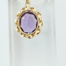 14k Yellow Gold Filigree Oval Amethyst Pendant