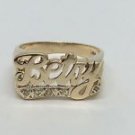 HEAVY 14k Yellow Gold Diamond BETSY Name Signet Ring Size 7