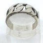 925 Sterling Silver Solid Cuban Link Fancy Band Ring Size 10