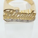 HEAVY 14k Yellow Gold Ricardo Diamond Signet Name Ring Size 14