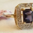 $1452 2.07 Total Carat Weight yellow gold amethyst diamond cocktail ring SIZE 7