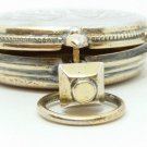 Antique 925 Sterling Silver Round Pocket Snuff Box Pendant Gold Brush Interior