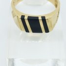 HEAVY 14k Yellow Gold Striped Onyx Ring Size 10.5