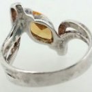 Fine RARE handmade 925 sterling silver citrine orange gemstone band ring size 5
