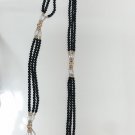 Vintage 14k Yellow Gold 27 inch Onyx Strand Freshwater Pearl Necklace