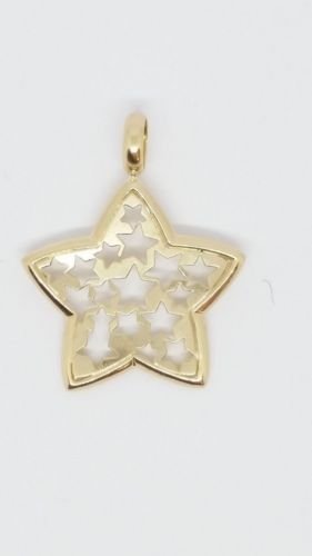 14k Yellow Star Filled Celestial Horoscope Pendant Branded JCM