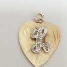 14k Yellow Gold Diamond Letter L Initial Heart Pendant 0.04 Carat TCW