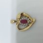 14k Yellow Gold Diamond Ruby Heart Pendant 18 mm Tall