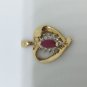 14k Yellow Gold Diamond Ruby Heart Pendant 18 mm Tall
